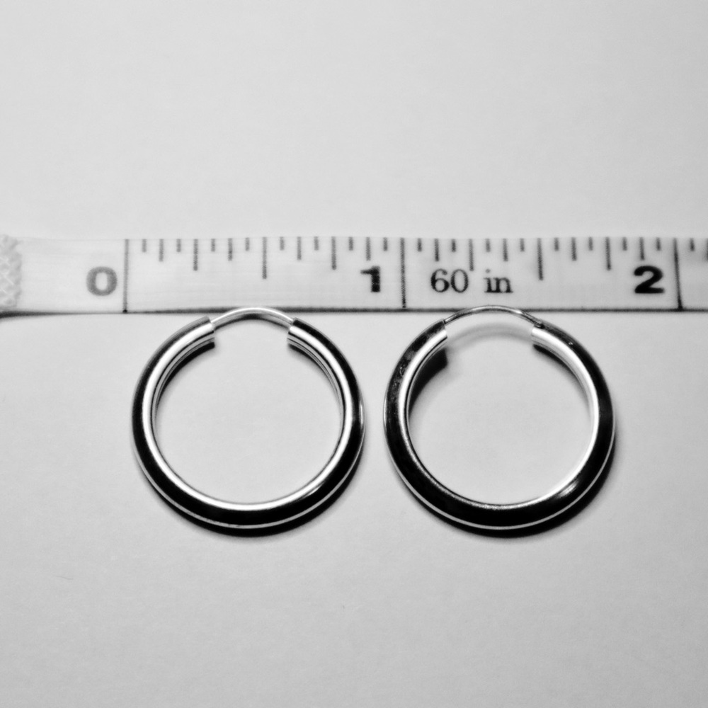 925 Sterling Silver Hoop Earrings - 7/8 inch - Picture 5 of 5